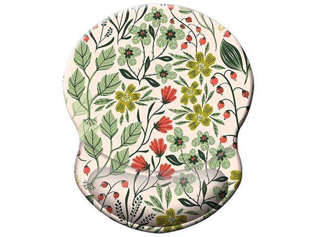Ergonomic Mouse Pad with Gel Wrist Rest Support Art Design Floral Wrist Rest Pain Relief Mousepad Custom Flowers Mouse Mat for Office Home Computer