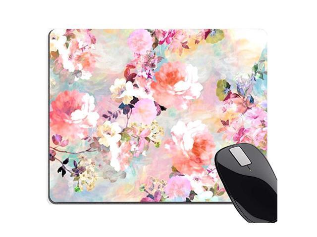 Gorgeous Watercolor Pink Flowers Pattern Decorative Mouse Pad Vintage Floral Mousepad Custom Romantic Floral Painting Art Mouse Pads