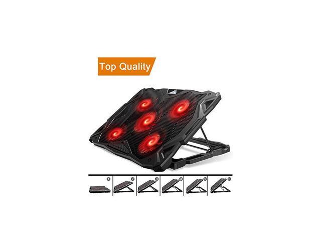 Laptop Cooling Pad Laptop Cooler with 5 Quiet Red LED Fans for 12173 Inch Laptop Dual USB 20 Ports Portable 6 Angle Adjustable Laptop Stand for
