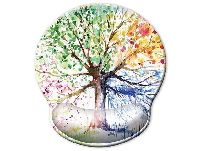 30 Larger Ergonomic Mouse Pad with Gel Wrist Rest Support Abstract Colorful Tree of Life Oil Paintings Art Creative Design Non Slip PU Base Mouse