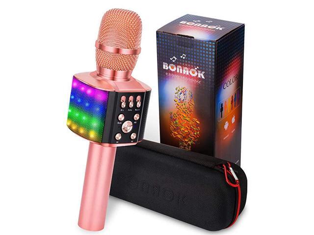 Karaoke Bluetooth Wireless Microphone with controllable LED Lights 4 in 1 Portable Singing Machine Speaker for AndroidiPhonePC