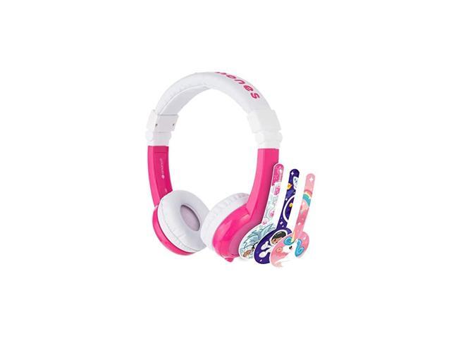 BuddyPhones Explore Foldable VolumeLimiting Kids Headphones with Travel Bag BuiltIn Audio Sharing Cable with Mic Compatible with Fire iPad iPhone