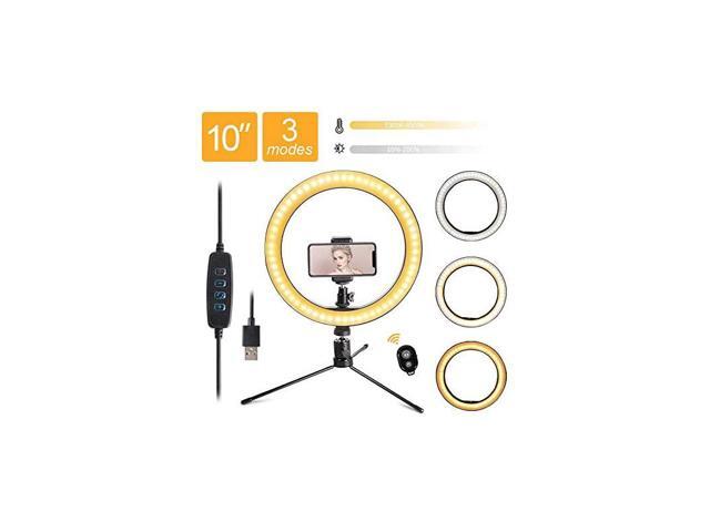 102 Desktop Selfie Ring Light with Tripod Stand Remote Control 10 Brightness Level 3 Light Modes and 120 Bulbs 6500k for YouTube VideoLive