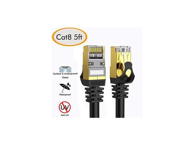 8 Ethernet Cable 5 ft Shielded 26AWG Lastest 40Gbps 2000Mhz SFTP Patch Cord Heavy Duty High Speed 8 LAN Network RJ45 Cable in Wall Outdoor