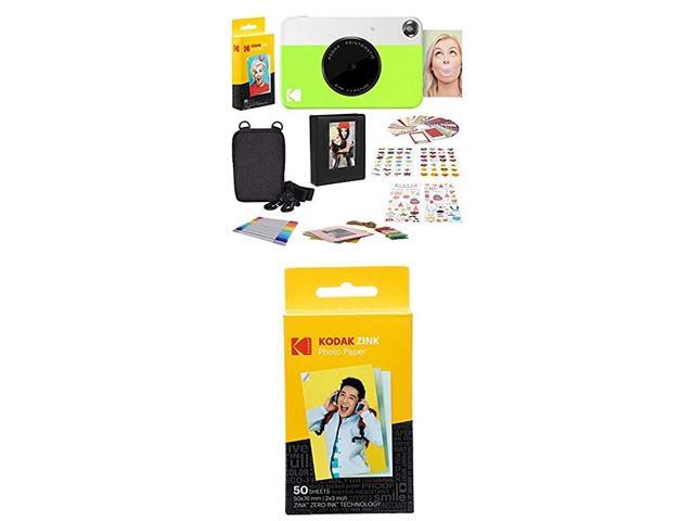 Printomatic Digital Instant Print Camera Neon Green with 2'x3' Premium ZINK Photo Paper 50 Sheets