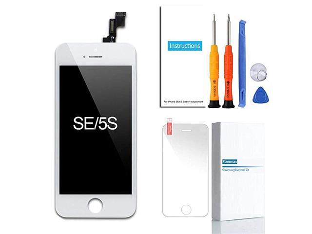 for iPhone SE LCD Display Touch Screen Digitizer Replacement Kit with Repair Tools and Tempered Glass White