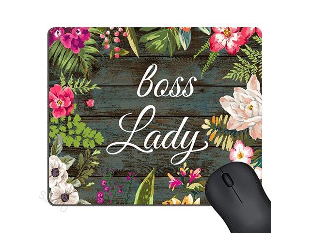 Unique Custom Print Rectangle Mouse Pad Vintage Hand Drawn Floral Wreath Rustic Old Wood Grain Mousepad Boss Lady Funny Quotes Mat