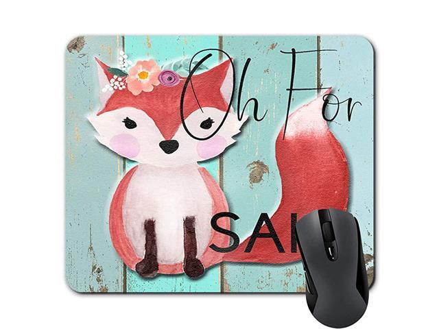 Oh for Fox Sake Mouse Pad Boho Design Faux Wood Mousepad Cute Desk Accessories Gifts