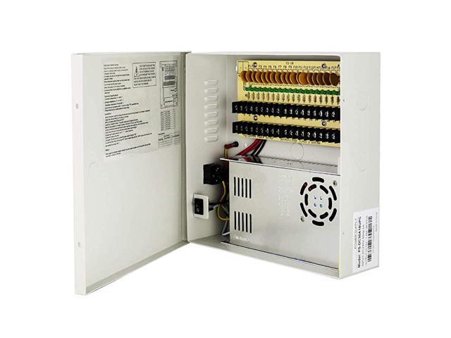 CCTV Power Supply 18CH Channel Port Box Distributed Power Supply Output 12V DC for CCTV DVR Security System and Cameras UL Listed 30A