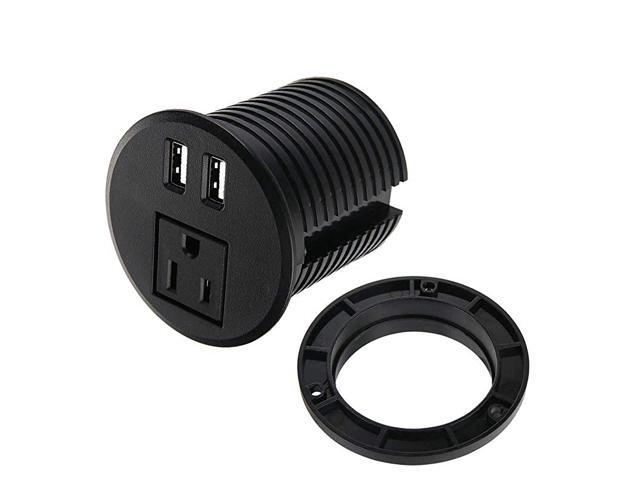 Power Grommet 2 38 inch Hole Table Power Grommet Outlet with 2 USB Charging Ports65ft Extension Cord Desk Power Strip with 1 Outlets for
