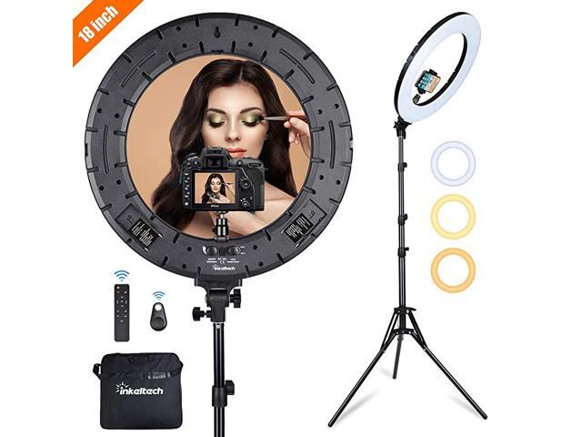 Ring Light 18 inch 60 W Dimmable LED Ring Light Kit with Stand Adjustable 30006000 K Color Temperature Lighting for Vlog Makeup YouTube Camera