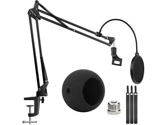 Microphone Stand with Mic Pop Filter Shock Mount Adjustable Mic Boom Scissor Arm Stands for Blue Yeti SnowballRadio Broadcasting and Recording