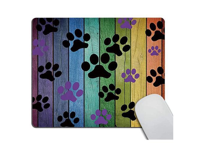 Mousepad Rustic Rainbow Woodgrain Black and Purple Dog Paw Personality Desings Gaming Mouse Pad 95 X 79 Inch 240mmX200mmX3mm