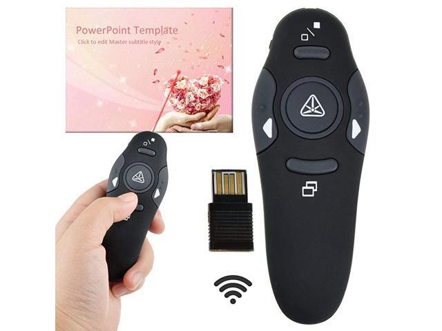 Powerpoint Clicker with Laser Pointer Presentation Remote Control and Red Light Point Universal RC RF 24GHz Wireless USB PPT Presenter Controller
