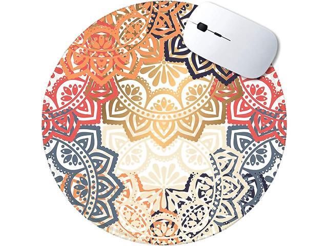 Cute Gaming Mouse Pad Beautiful Flowers Desk MousepadSmall Mouse Pads for Computers LaptopRound Mouse Mat Mandala Design