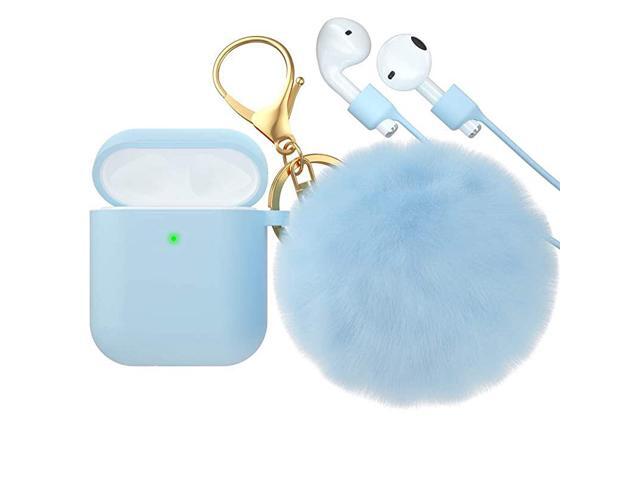 for Airpod CaseSilicone Airpods Case Cover with Fur Ball Keychain Compatible with Apple Airpods 21 Front LED Visible