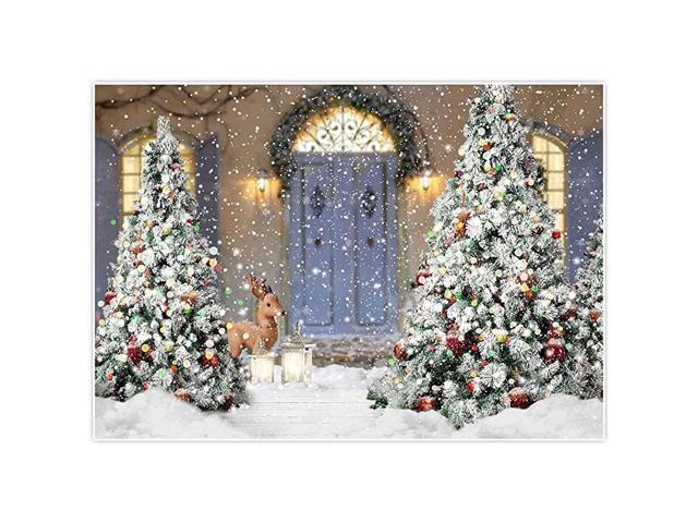 7x5ft Fabric Winter Christmas Backdrop for Photography White Snow Pine Tree Snowflake Background Newborn Children Baby Shower Birthday Party Gift