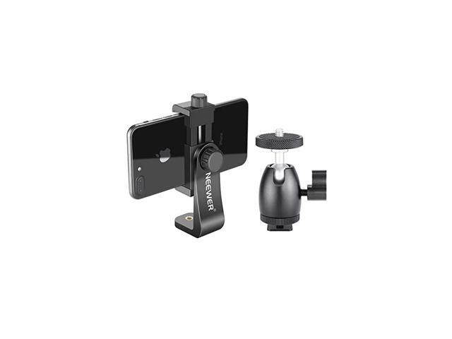 Cellphone Holder Clip Desktop Tripod Mount with Mini Ball Head Hot Shoe Adapter for 14inch and 18inch Ring Light and iPhone Samsung Huawei