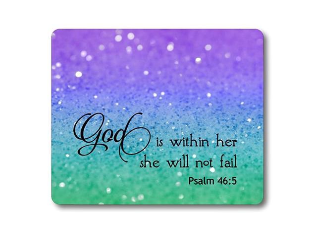 465 God is Within HerShe Will not Fall Bible Verse Mouse Pad Purple Green