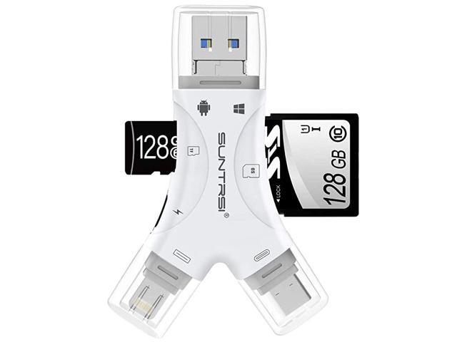 Card Reader for iPhoneipadAndroidMacComputerCamera4 in1 Micro Card Reader Trail Camera Viewer Portable Memory Card Reader Card Adapter Compatible