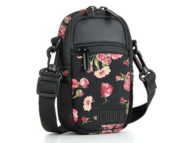 Compact Camera Case Floral Point and Shoot Camera Bag with Accessory Pockets Rain Cover and Shoulder Strap Compatible with Sony CyberShot Canon