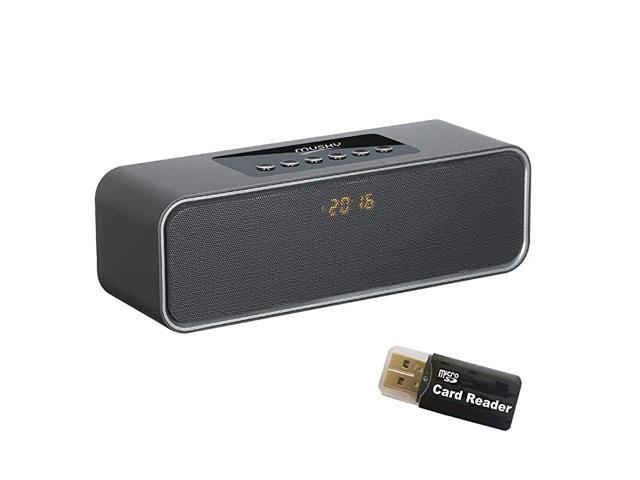 Bluetooth Speaker with10W Acoustic Driver LED Display FM Radio Alarm Clock Handsfree Speakerphone Slots for Micro SD Card USB AUXin for Smart Phone