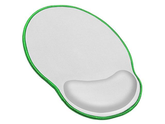 Mouse Pad with Wrist Rest Support Stitched Edges Durable Ergonomic Gaming Mousepad White with Green Edges