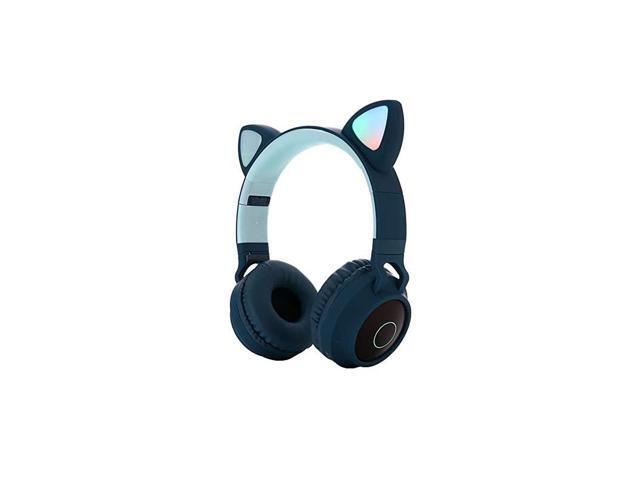 Bluetooth 50 Cat Ear Headphones Foldable OnEar Stereo Wireless Headset with Mic LED Light and Volume Control Support FM RadioTF CardAux in