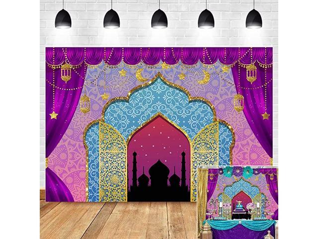 Bollywood Luxurious Arabian Moroccan Nights Photography Backdrop Magic Genie Lamp Princess Birthday Party Decorations Vinyl Gold Photo Background