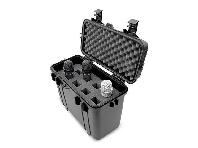 Wireless Microphone Hard Case 8 Slot Mic Case Fits Sennheiser Shure Mic AudioTechnica Microphones and More Wireless Mic System Transmitter Receiver