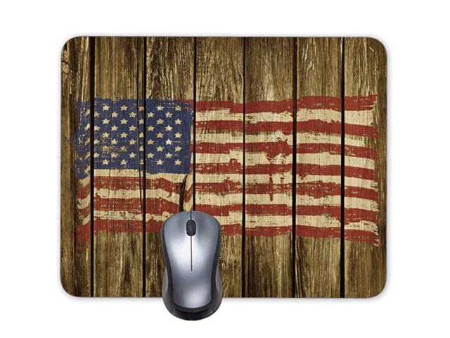 USA Flag on Vintage Wood Texture Background Mouse pad mat Old