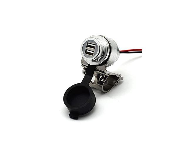 Aluminium 46 Amp Motorcycle Phone Charger USB Power Supply Kit for GPS Sat Nav and Smart Phone etc Silver