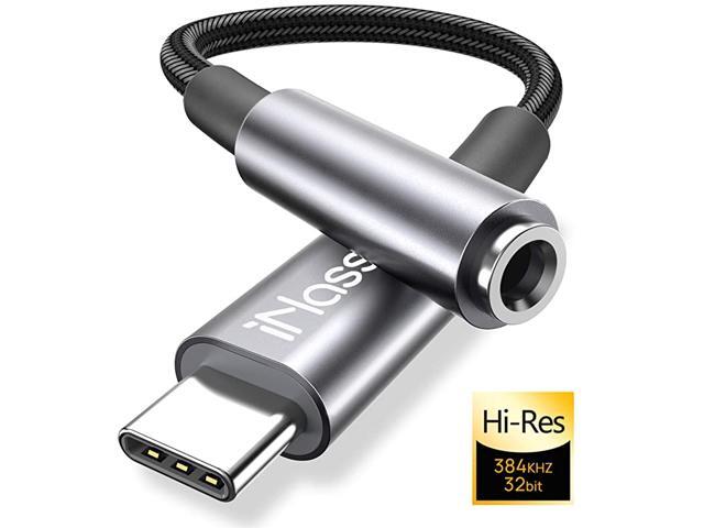 C to 35mm Headphone Jack Adapter iNassen Type C to Aux Audio Dongle Cable Cord 384khz32bit HiRes DAC for Pixel 4 3 2 XL Samsung Galaxy S20 Ultra Z