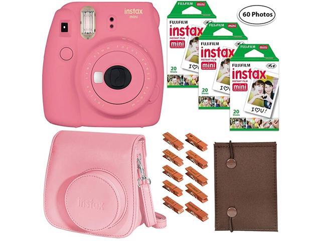 Instax Mini 9 Flamingo Pink 3X Instax Film 60 Sheets Groovy Case Accordion Album and Hanging Pegs