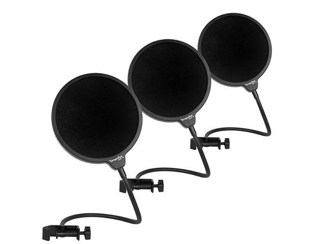 Dragonpad USA 6 Microphone Studio Pop Filter with Clamp BLKBLK 3 Pack