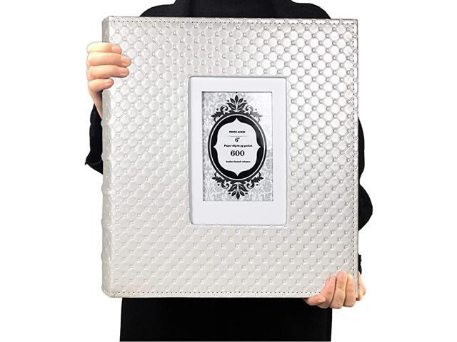 Photo Album 4x6 600 Photos Black Pages Large Capacity Leather Cover Memo Album Wedding Family Photo Albums Holds 600 Horizontal and Vertical Photos