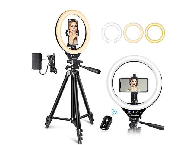 10 LED Ring Light with Stand and Phone Holder Selfie Halo Light for PhotographyMakeupVloggingLive Streaming Compatible with Phones and Cameras