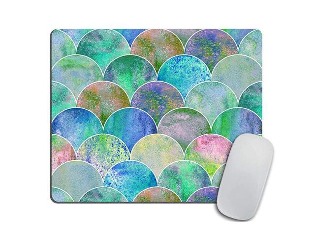 Scale Ocean Wave Japanese Mouse pad Watercolor Hand Drawn Blue Teal Colorful Texture Background Personality Rectangle NonSlip Gaming Mouse Pad