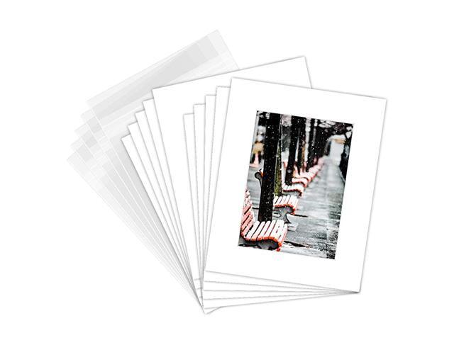 Pack of 50 8x10 White Picture Mats Mattes with White Core Bevel Cut for 5x7 Photo + Backing + Bags