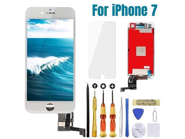 for White iPhone 7 Screen Replacement 3D Touch Screen Glass Digitizer Frame Assembly with Tempered Glass Screen Protector + Repair Tools +