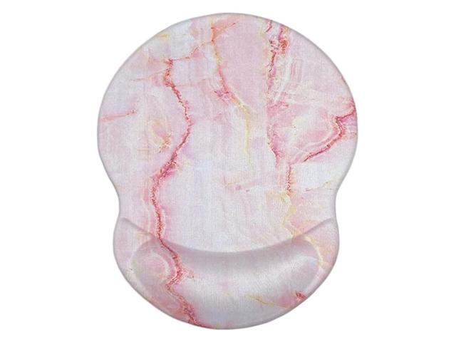 Ergonomic Designed Mouse Pad with Wrist Rest Hand Support Non Slip Rubber Round Wrist Mouse Pads Great for Gaming Work Wrist Marble Pink Updated