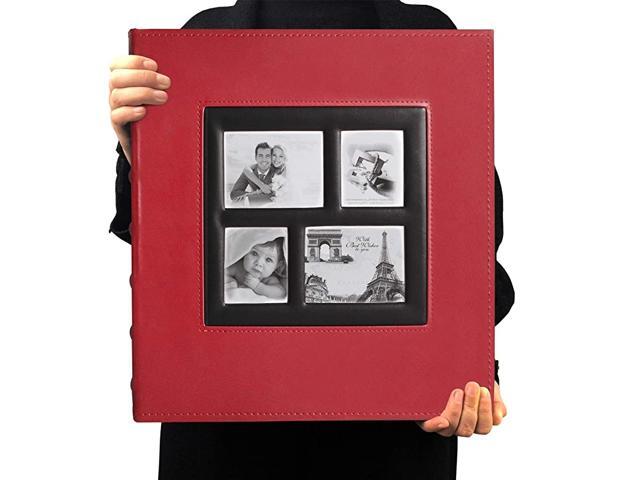 Photos Book Album 4×6 Hold 500 Pockets Leather Cover 3Ring Binder Family Picture Album for Family Wedding Anniversary Baby Vacation Daughter GiftRed