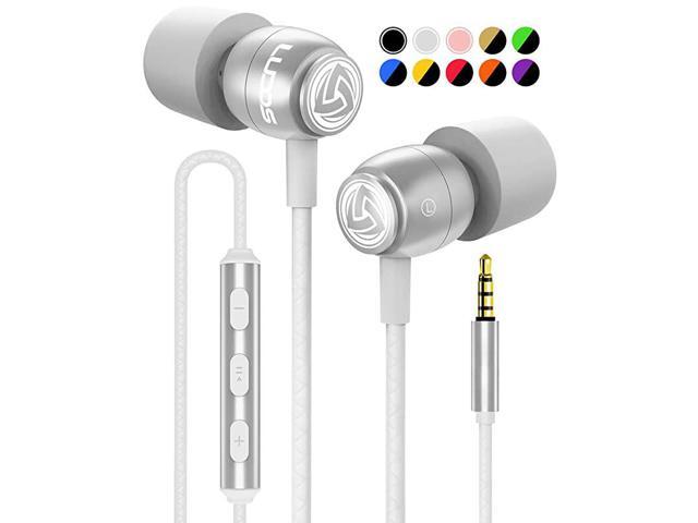 Clamor Wired Earbuds in Ear Headphones with Microphone Earphones with Mic and Volume Control Memory Foam Reinforced Cable Bass Compatible with