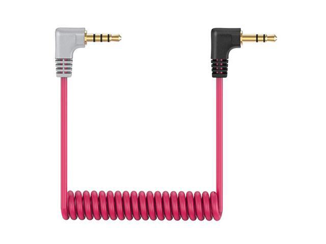 35mm TRS to TRRS Microphone Cable 18 Male to Male Coiled Right Angle Mic Cord Compatible iPhone Smartphone Tablets with Rode SC7 VideoMic