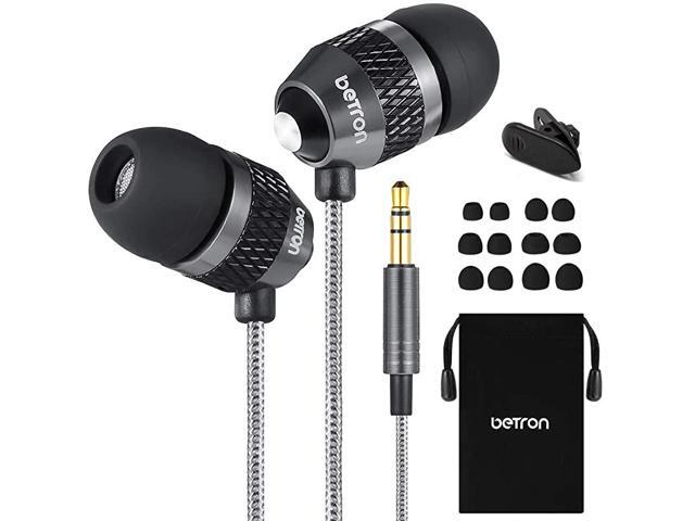 B25 Earbud Headphones Noise Isolating TangleFree Cord 6 Silicon Earphone Tips Black