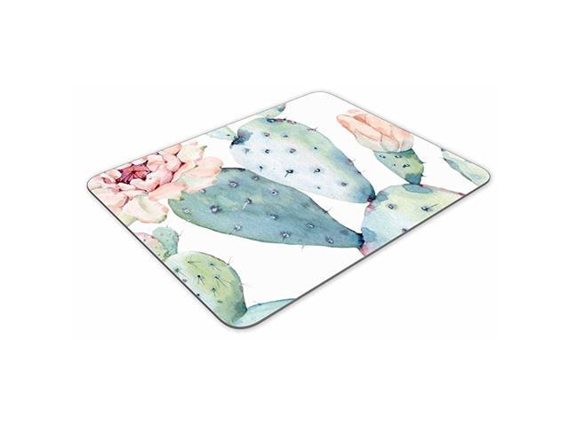 Rectangle Mousepad Gaming Mouse Pad Rubber Oblong Mouse Mat95inchx79inch Watercolor Cactus and Flower