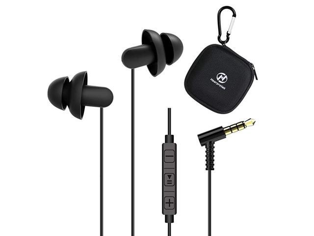 Sleep Earbuds 2 Pairs Ultra Soft Lightweight Silicone Sleeping Earphone Headphones with Volume Control and mic for Side Sleeper Snoring Air Travel