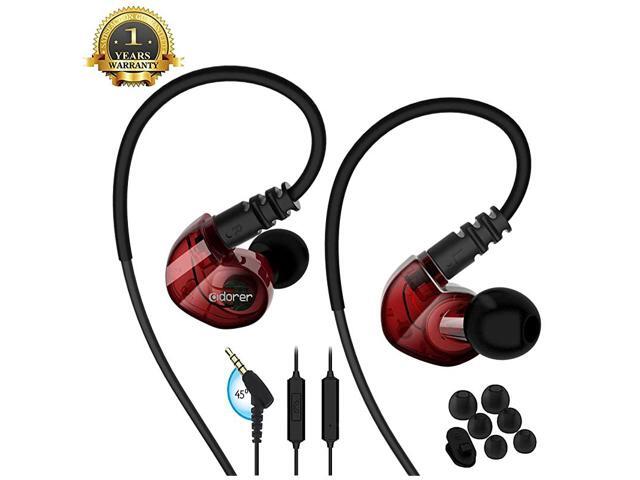 Sport Earphones Over Ear Buds with Microphone Remote Noise Cancelling Earhook Headphones Sweatproof in Ear Earphones for Gym Jogging Workout