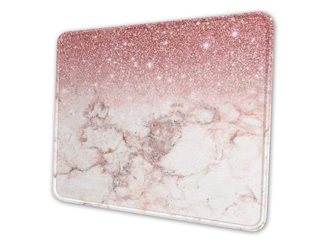 Marble Mouse Pad Cute Rose Gold Bling Marble Design Customized Mousepad with Stitched Edge NonSlip Rubber Large Gaming Mouse Pad for Laptop