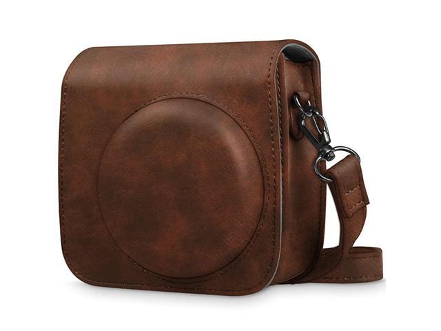 Protective Case Compatible with Fujifilm Instax Mini 8 Mini 8+ Mini 9 Instant Camera Premium Vegan Leather Bag Cover with Removable Strap Vintage